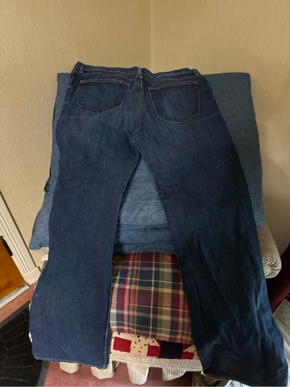 Banana Republic Straight Leg Jeans - Blue with Orange Stitching